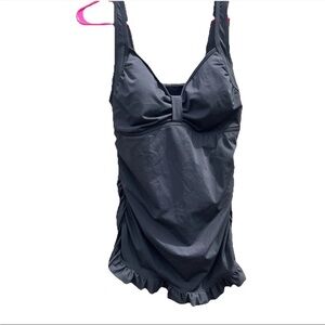 Lands End Size 12 D  12D cup Swim Tankini Top dress one piece swimsuit 387029